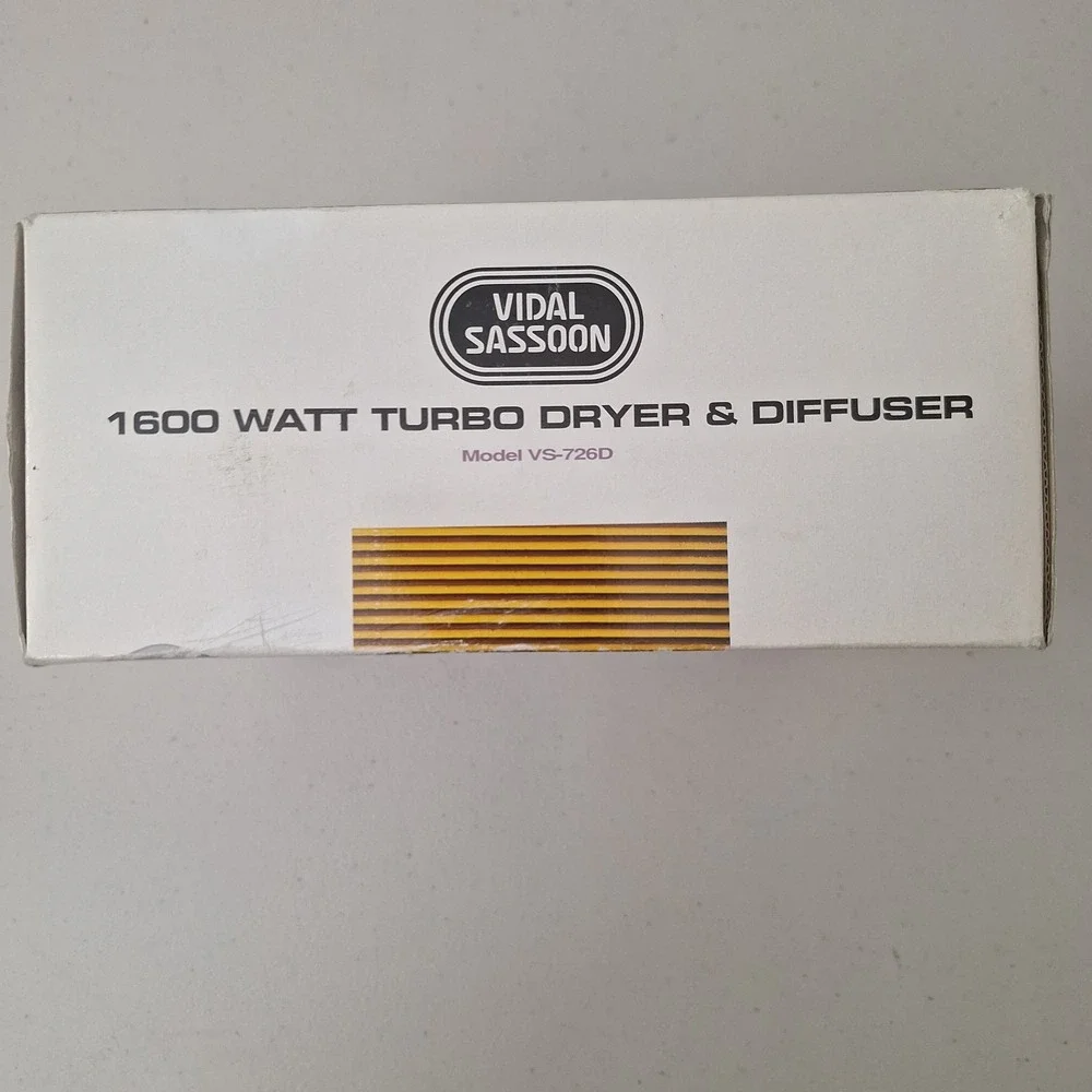 NEW Vidal Sasson 1600 Watt Turbo Hair Dryer & DIFFUSER Folding Handle Cold Shot